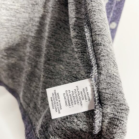 Bobeau LP Polka Dot Waterfall Drape Cardigan Sweater Blue White Brushed Fabric - Picture 7 of 7